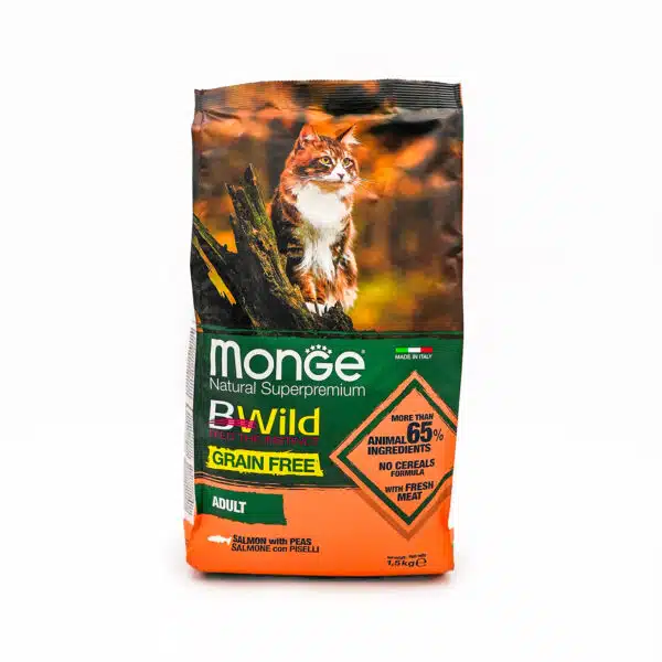 Monge BWild Grain Free Adult Cat Food – Salmon with Peas